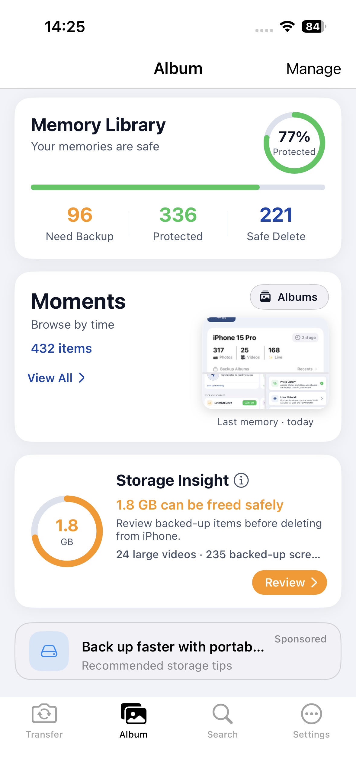 Album screen
