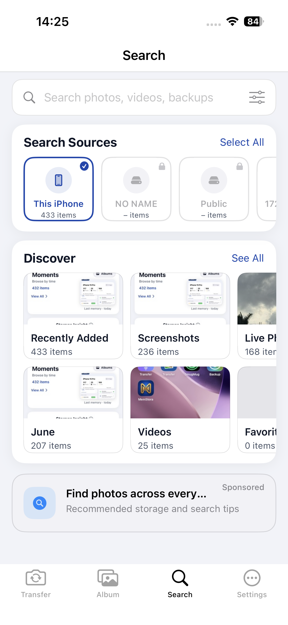 Search screen